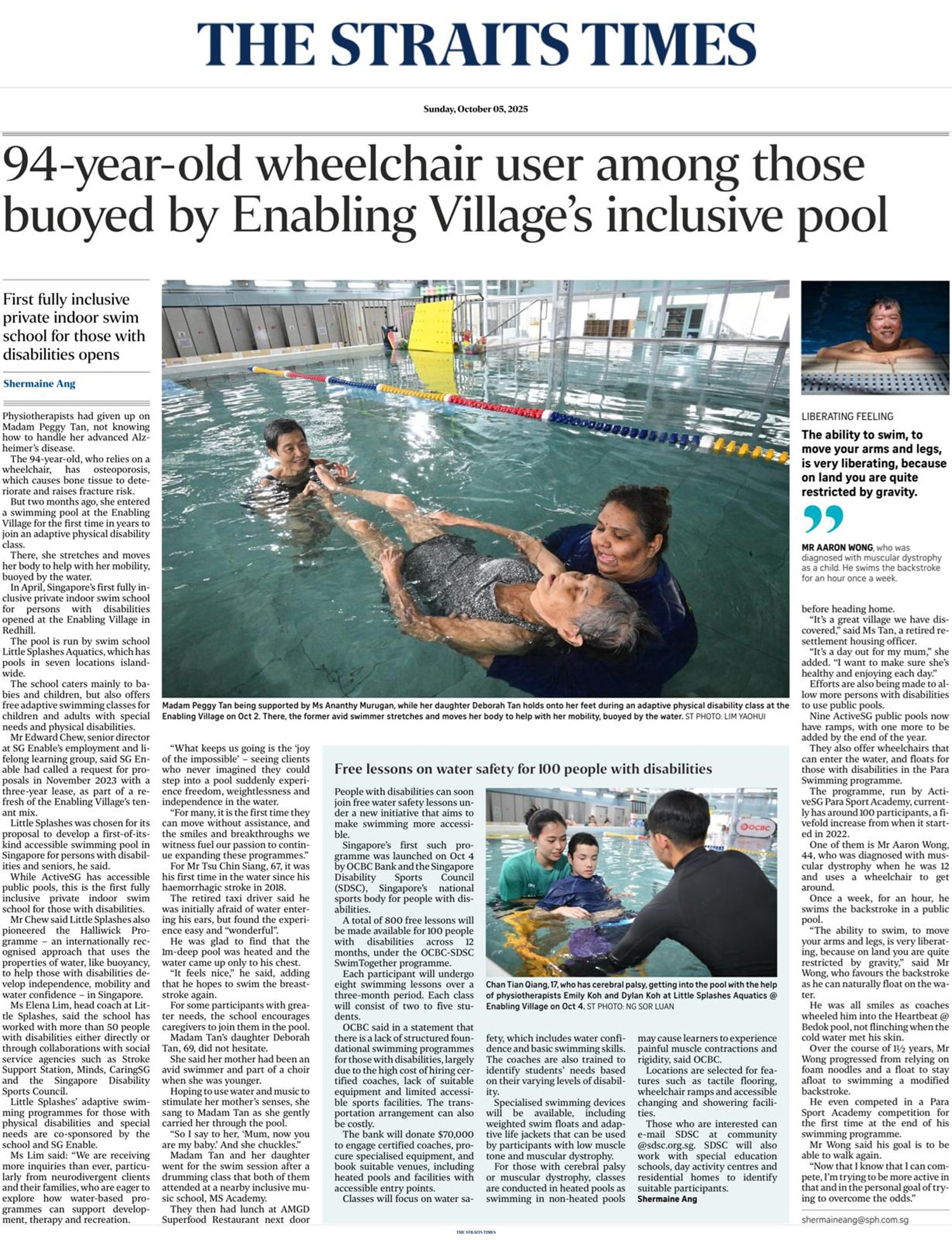Little Splashes Aquaitcs Straits Time Article